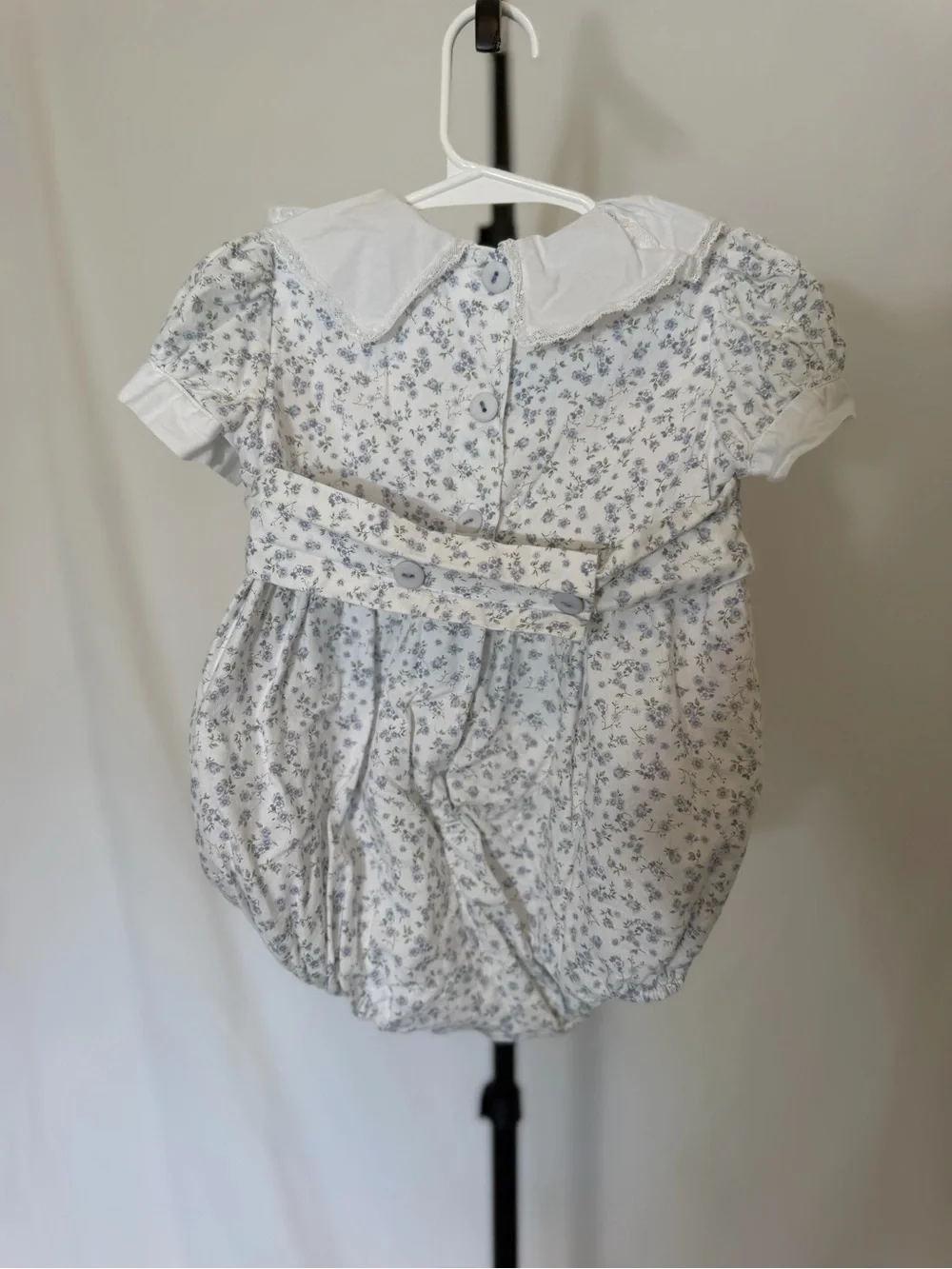 Sal & Pimento Organic Cotton Blue Floral Bubble/Romper – 18M 🌸🩵